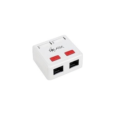 Solarix Zásuvka dátová 2xRJ45 na omietku biela CAT5E UTP SX288-5E-UTP-WH