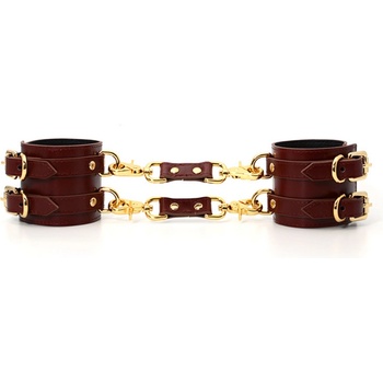 SuperLove Deluxe Leather Handcuffs Wine Red