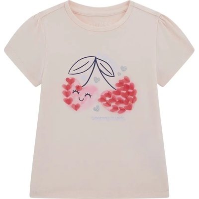 GUESS Нежна тениска в бледо розово за мини момиче с текстилни детайли Guess