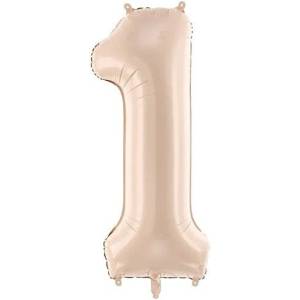 Party Deco Фолиен балон цифра, 72 см, Тъмен Бежов - 1 (fb230t-1-013c)