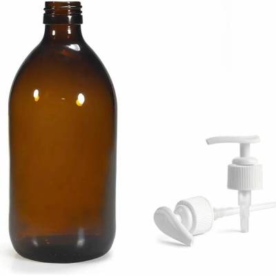 Luna Skleněná lékovka s bílou pumpičkou 500 ml