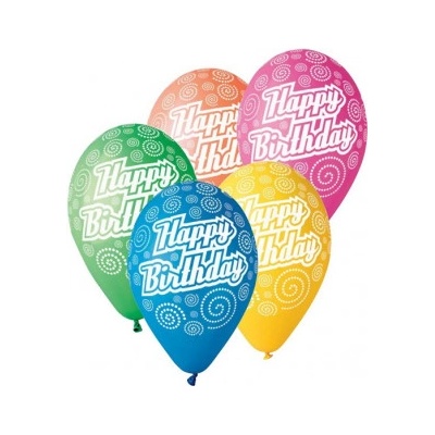 Balónik Happy Birthday mix 30cm