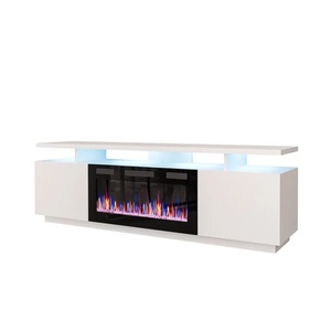 Cama meble RTV EVA шкаф с електрическа камина 180x40x52 см бял/бял гланц (EVA+KOM BI/BI)