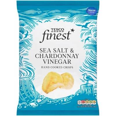 Tesco Finest Smažené bramborové lupínky s příchutí Chardonnay vinného octa a mořskou solí 150g