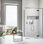 Radaway Правоъгълна душ кабина с люлееща се врата Radaway Essenza KDJ 90x100 см матово черно-прозрачно дясно (1385044-54-01R+1384052-01-01)