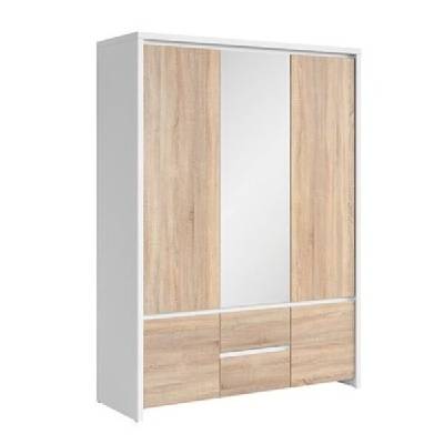 Трикрилен гардероб Szf5d2s Kaspian бял и дъб сонома