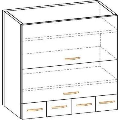 Горен шкаф с хоризонтални врати и чекмеджета Paula 80 ВШ