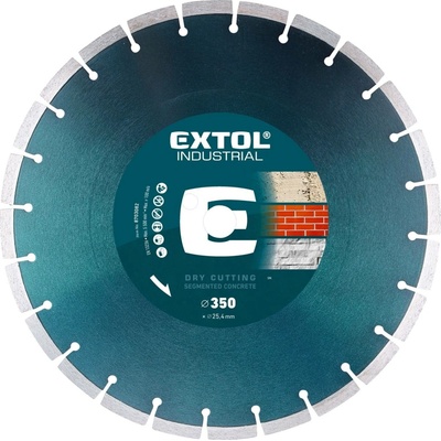 Kotouč diamantový Extol 8703082 řezný segmentový na BETON, 350x25,4mm, suché i mokré řezání