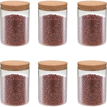 Image 1 of vidaXL Стъклени буркани за съхранение с коркови капаци, 6 бр, 650 мл (50839)