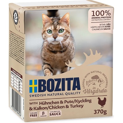 Bozita 24x370г пилешко и пуешко Bozita месни хапки сос храна за котки