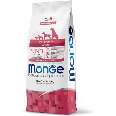 Monge Speciality Line All Breeds Adult Monoprotein суха храна за кучета - говеждо, ориз 12 кг