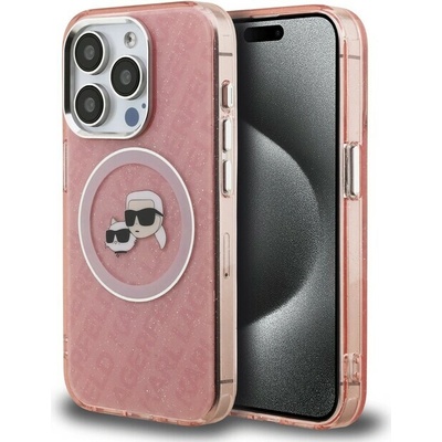Karl Lagerfeld IML K&CH Heads Repeated Logo MagSafe zadný kryt pre iPhone 15 Pro Max Pink