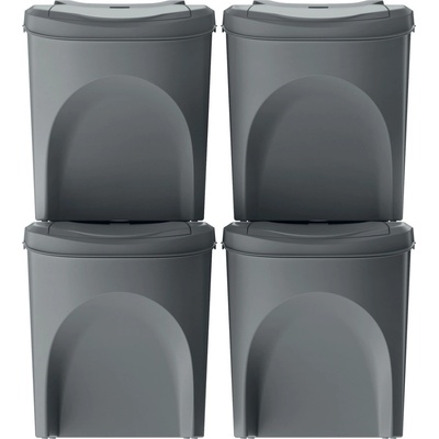 Prosperplast IKWB25S4 SORTIBOX Sada 4 odpadkových košov 4 x 25 l, šedý kameň
