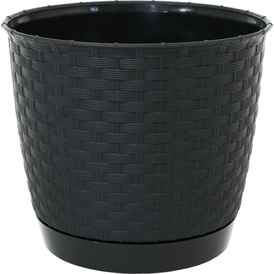 Prosperplast - Ratolla Round KVĚTINÁČ ANTRACIT s miskou 22 cm