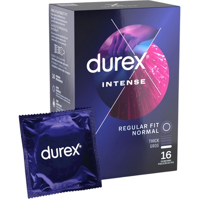 Durex Intense - оребрен и точков презерватив (16 бр. )