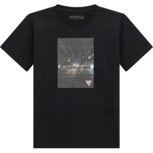 GUESS Тениска с къс ръкав в черно за момче със снимка и лого Guess