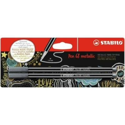 Stabilo Pen 68 2 ks v blistru metalic stříbrná