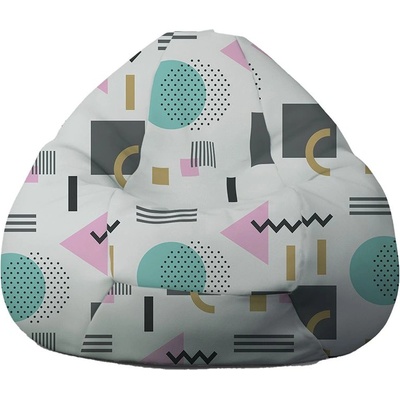 PUFRELAX Пуф круша 320л. , Nirvana Grande, Abstract Geometry, Водоустойчив, Перящ се калъф, Пълнеж от Полистиролни перли, принт (PUF-G-NGR-TEXP-ABG)