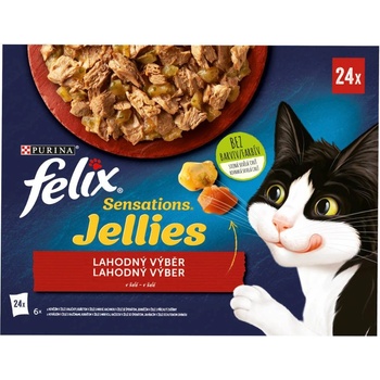 FELIX Sensations Jellies výber v ochutenom želé hovädzie kura kačka jahňa 24 x 85 g