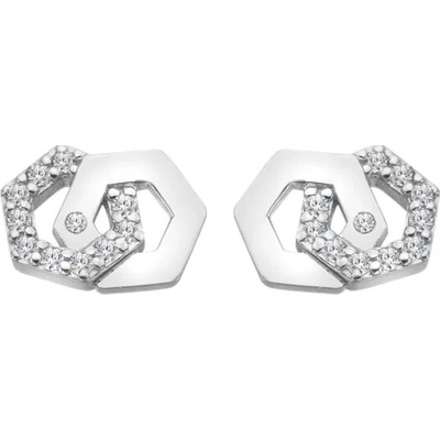 Hot Diamonds Strieborné náušnice s diamantom a topazy Hexagon DE876
