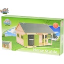 Kids Globe Farming stáj pro koně dřevěná 34x21x19 5cm zelená v krabičce 1:32