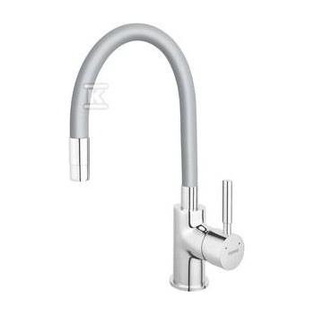 Ferrokit Смесител за кухненска мивка, Ferro, Zumba, висок въртящ се смесител, Silver