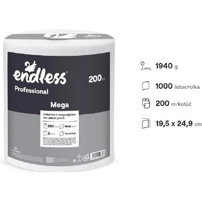 Endles papierová utierka 200m, 1000 útržkov, 1940g