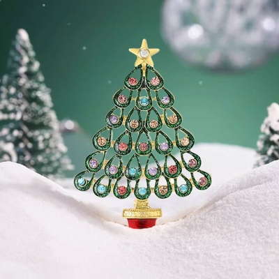 Éternelle Vánoční brož Christmas Tree 15 vánoční stromeček B2442 zlatá