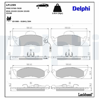Sada brzdových platničiek kotúčovej brzdy DELPHI LP1299