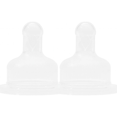 Baby Nova náhradní silikon antikoliková kulatá savička kaše 2 ks transparentní