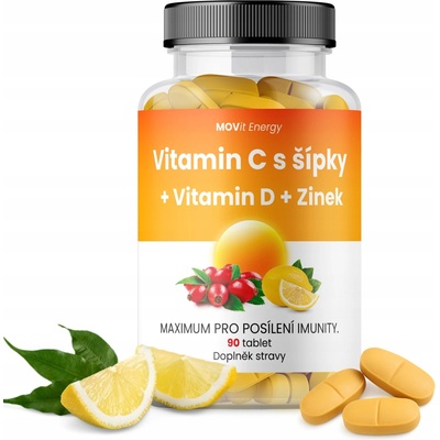 MOVit Vitamin C 1200 mg se šípky + Vitamin D + Zinek PREMIUM 90 tablet
