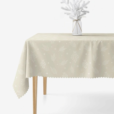 Goldea vianočný hranatý teflónový obrus zimné vetvičky na latte 140x220 cm