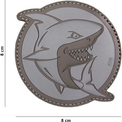 Gumová nášivka 101 Inc Attacking Shark - sivá