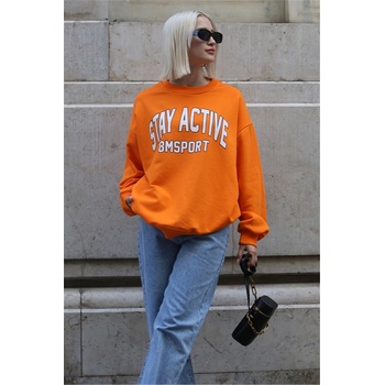 Madmext Дамски Oversize суитшърт MG1564 - Оранжев #361945 (361945_Оранжев)