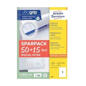 Avery-Zweckform Етикети А4 50+15л 6603