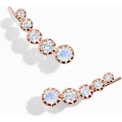 Royal Exklusive Royal Fashion náušnice přes ucho růžové zlato Vermeil s drahokamy Moonstony a drahokamy topazy DR23086E-ROSEGOLD-MOONSTONE-TOPAZ