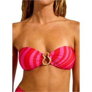 Seafolly Дамско бикини горнище Seafolly Women's Coastline Ring Front Bandeau Bikini top - Flame - размер 44 (EU) (150-5725-0217)