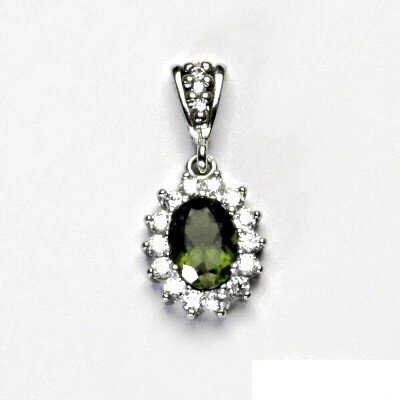 Čištín Zlatý přívěsek Kate bílé i žluté zlato přírodní vltavín čiré zirkony P 1507 2