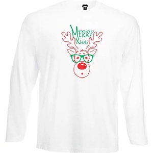  Мъжка бяла или черна тениска с дълъг ръкав Merry Christmas