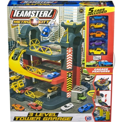 Halsall Teamsterz 3 patrová garáž s 5 autíčky