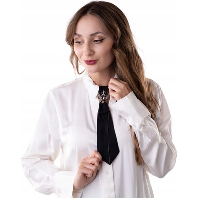 Elegantní dámská kravata s broží žabák černá