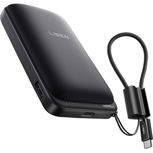 Lisen Външна батерия Lisen Qi2 P604 - с Type-C кабел, 65W, 10000mAh - Черен