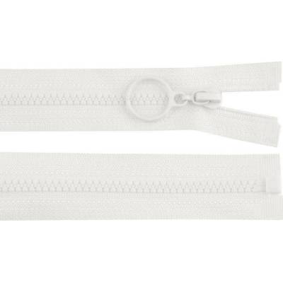Kostěný zip No 3 délka 50 cm s kroužkem, malé, 101 bílá
