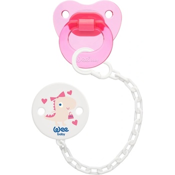Wee Baby Силиконова залъгалка с верижка Wee Baby - 6-18 м, тъмнорозова (372)