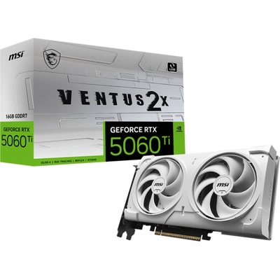 Видео карта Nvidia GF RTX 5060 Ti, 16GB, MSI Ventus 2X White Plus, PCI-E 5.0, GDDR7, 128-bit, DisplayPort, HDMI (G506T16V2WP)