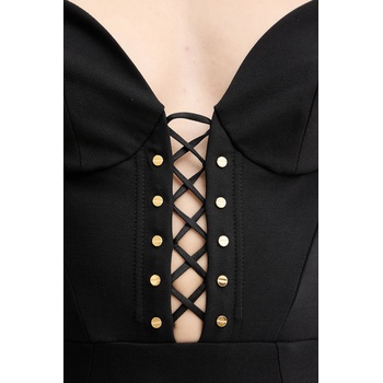 Elisabetta Franchi Рокля Elisabetta Franchi в черно къса с кройка по тялото AB87857E2 (AB87857E2)