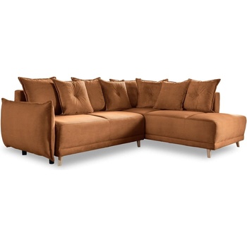 Miuform Ъглов разтегателен диван от велур в тухлен цвят (десен ъгъл) Lazy Lukka - Miuform (1823ON31)