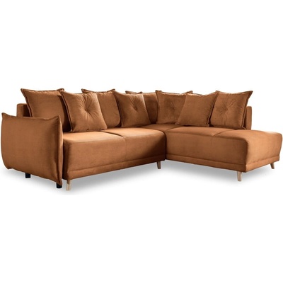 Miuform Ъглов разтегателен диван от велур в тухлен цвят (десен ъгъл) Lazy Lukka - Miuform (1823ON31)