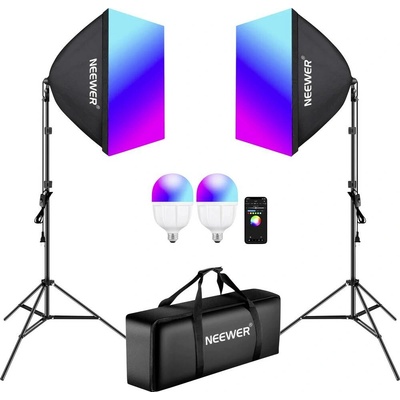 Neewer NK800 dva softboxy a žiarovky RGB 24W 2700-6500K