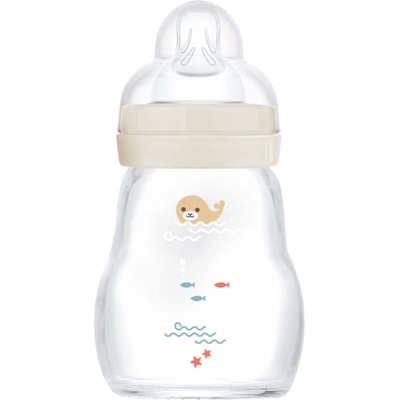 MAM Feel Good Glass Baby Bottle стъклено шише против колики 0m+ Beige 170ml